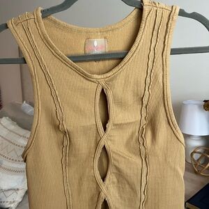 FP Movement by Free People Tan Cutout Tank Top